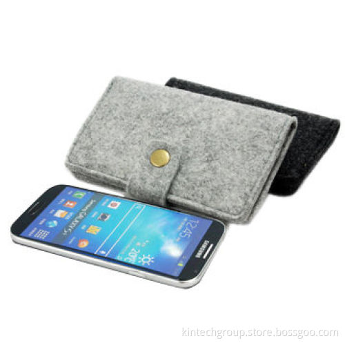 Felt mobile phone cases with button closure and card holder, customized logos are accepted